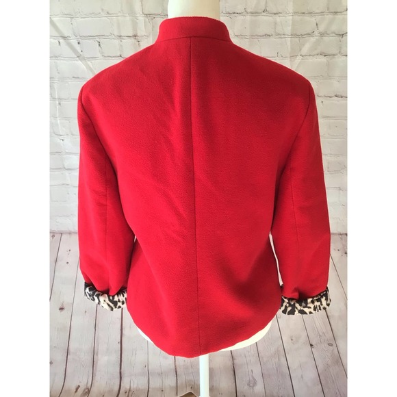Chico’s Everyday solid Ponte Jacket red with leopard print women’s small - Picture 4 of 9